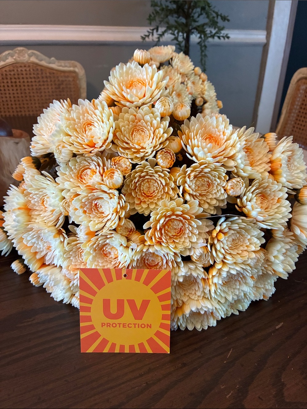 Cream and Orange Chrysanthemum Artificial Bouquet with UV Protection